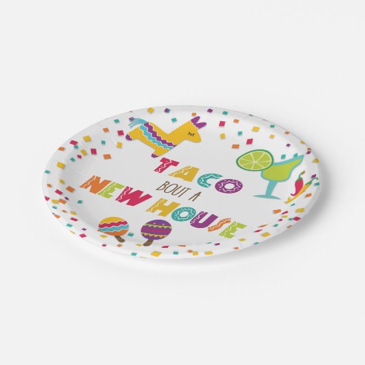 Taco Bout a New House Plate - weiß Pappteller (Schrägansicht)