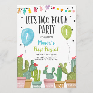 Taco Bout a Party Boy Blue First Fiesta Geburtstag Einladung