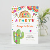 Taco Bout A Party Fiesta Cactus mexikanischer Gebu Einladung (Stehend Vorderseite)