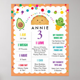 Taco Bout ein Drei-Esten-Geburtstag 3 Jahre altes Poster