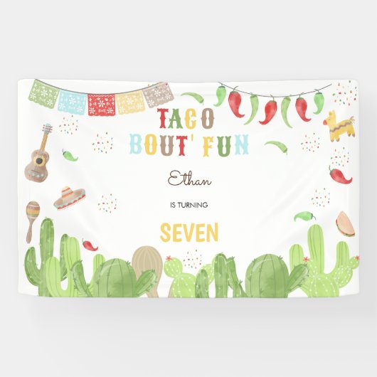 Taco Bout' Fun Fiesta mexican Kindergeburtstag Banner (Horizontal)