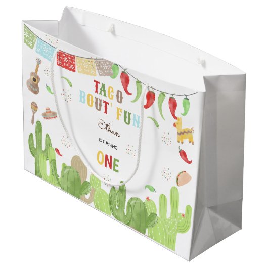 Taco Bout' Fun Fiesta mexicanischen ersten Geburts Große Geschenktüte (Rückseite Schrägansicht)