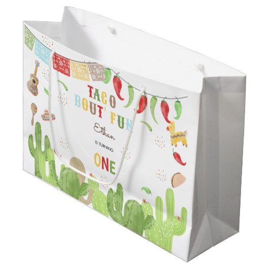 Taco Bout' Fun Fiesta mexicanischen ersten Geburts Große Geschenktüte (Vorderseite Schrägansicht)