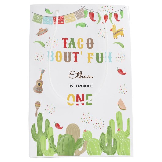 Taco Bout' Fun Fiesta mexicanischen ersten Geburts Mittlere Geschenktüte (Vorderseite)