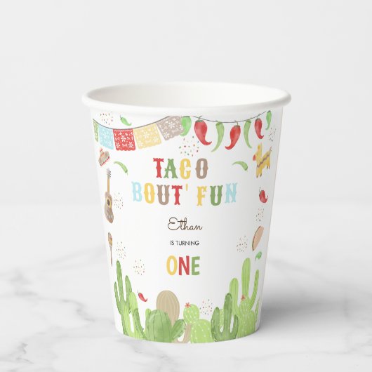 Taco Bout' Fun Fiesta mexicanischen ersten Geburts Pappbecher (Rückseite)