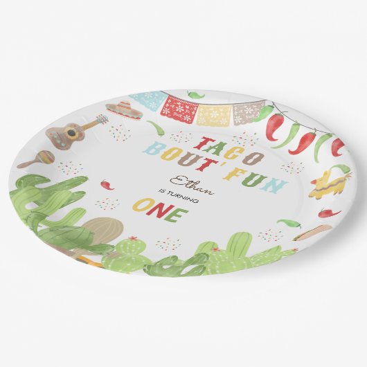 Taco Bout' Fun Fiesta mexicanischen ersten Geburts Pappteller (Schrägansicht)