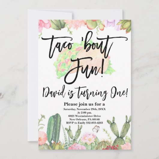 Taco ’Bout Fun, Taco ’Bout Fun Cactus First Fiesta Einladung (Vorderseite)