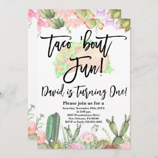 Taco ’Bout Fun, Taco ’Bout Fun Cactus First Fiesta Einladung (Vorne/Hinten)