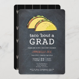 Taco Bout GRAD Chalkboard Black Graduation Party Einladung
