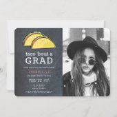 Taco Bout GRAD Foto Chalkboard Gold Abschluss Einladung (Vorderseite)