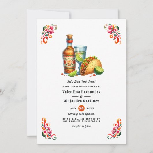 Taco 'bout Liebe: Bold Fiesta Wedding Einladung (Vorderseite)
