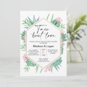 Taco-Bout-Liebe-Brautparty für geometrisch rosa Ka Einladung (Stehend Vorderseite)