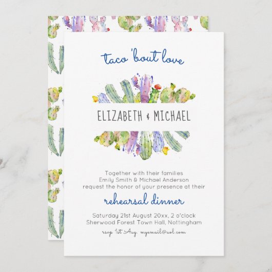 Taco Bout Liebe Cacti Fiesta Probe Abendessen (Vorne/Hinten)