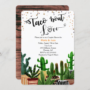 Taco 'bout Liebe Cactus Couples Dusche Einladung