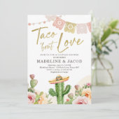 Taco Bout Liebe Cactus Fiesta Couples Dusche Rosa Einladung (Stehend Vorderseite)