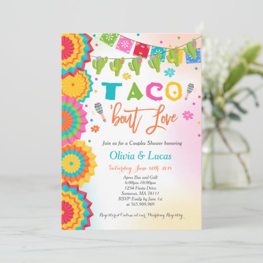 Taco Bout Liebe Einladung Paare Fiesta Dusche (Stehend Vorderseite)