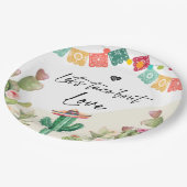 Taco Bout Liebe Fiesta Aquarell Cactus Dusche Pappteller (Schrägansicht)