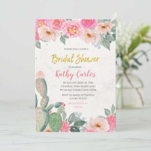 Taco Bout Liebe Fiesta Braun Dusche Einladung (Stehend Vorderseite)