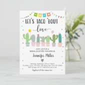 Taco Bout Liebe Fiesta Cactus Brautparty Einladung (Stehend Vorderseite)