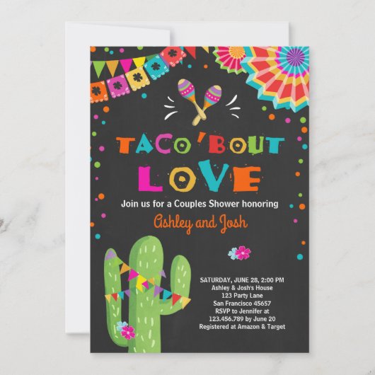Taco Bout Liebe Fiesta Paare Dusche Einladung (Vorderseite)