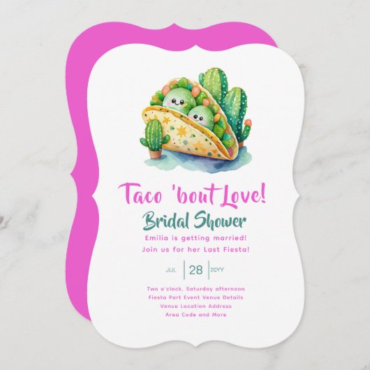 Taco 'Bout Liebe! Letztes Party Brautparty Einladung (Vorne/Hinten)