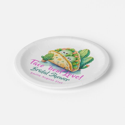 Taco 'Bout Liebe! Letztes Party Brautparty Pappteller (Schrägansicht)