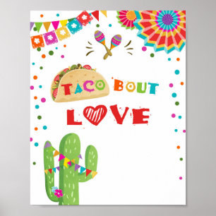 Taco Bout Liebe Mexican Cactus Fiesta Table Sign Poster