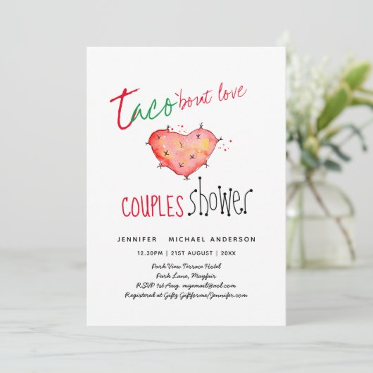 TACO BOUT LIEBE Moderner Spaß Hochzeit Fiesta Einladung (Stehend Vorderseite)