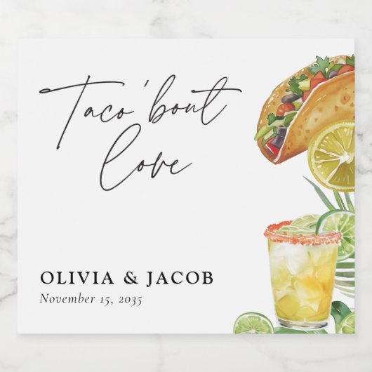 Taco bout Love Mexican Couples Shower Alkoholflaschenetikett (Einzelnes Label)
