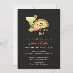 Taco Bout Love Paare Hochzeitsdusche Schwarz Einladung