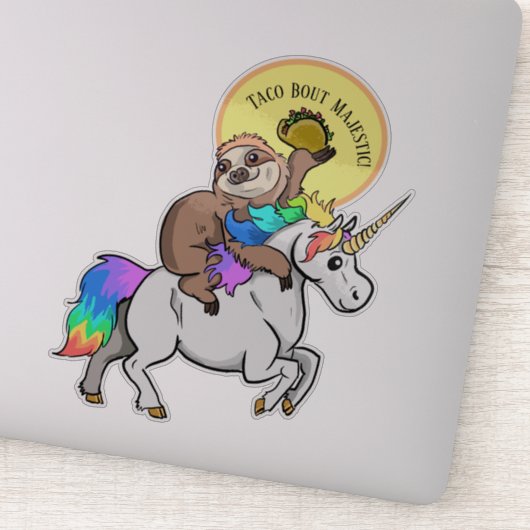 Taco Bout Majestic Sloth Riding Unicorn Aufkleber (Detail)