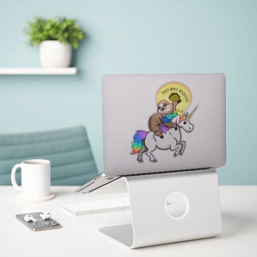Taco Bout Majestic Sloth Riding Unicorn Aufkleber (Laptop auf Schreibtisch)