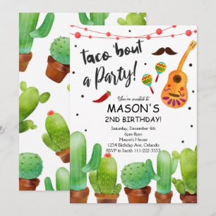 Taco Bout Party Fiesta Watercolor Cactus Invite Einladung