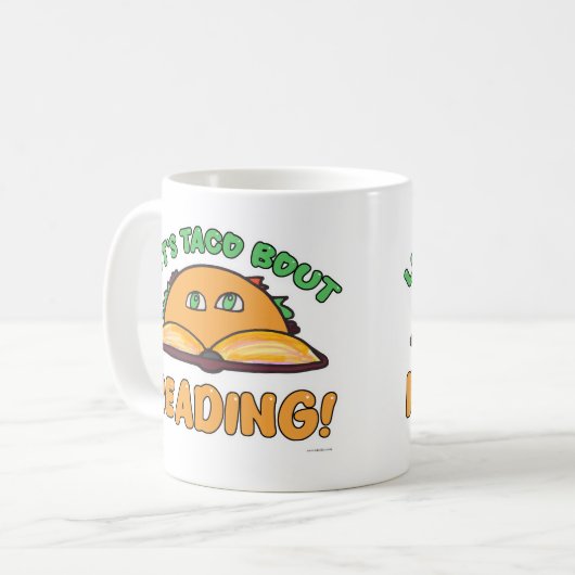 Taco Bout Reading Funny Cartoon Book Character Kaffeetasse (Vorderseite Links)