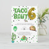 Taco Bout Six | Einladung zum sechsten Geburtstag (Stehend Vorderseite)