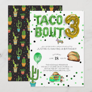 Taco Bout Three | Einladung zum dritten Geburtstag