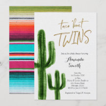 Taco bout twins Cactus baby Shower Einladungskarte