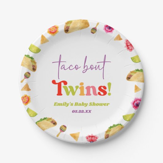 Taco Bout Twins! Fiesta Baby Shower Pappteller (Vorderseite)