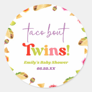 Taco Bout Twins! Fiesta Baby Shower Runder Aufkleber