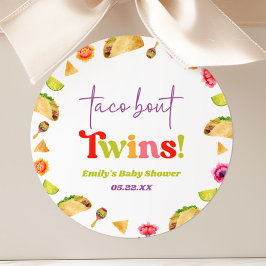 Taco Bout Twins! Fiesta Baby Shower Runder Aufkleber