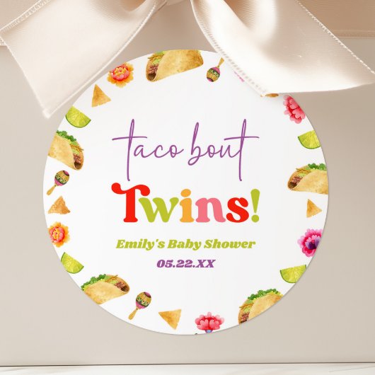 Taco Bout Twins! Fiesta Baby Shower Runder Aufkleber