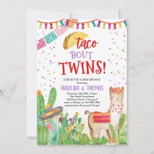 Taco Bout Twins Fiesta Llama Mexican Baby Shower Einladung