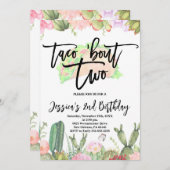 Taco ’Bout Two Fiesta, Taco Zweiten Geburtstag Einladung (Vorne/Hinten)