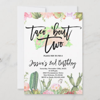 Taco ’Bout Two Fiesta, Taco Zweiten Geburtstag Einladung