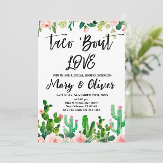 Taco Brautparty Invite, Taco "Bout LIEBE Einladung (Stehend Vorderseite)