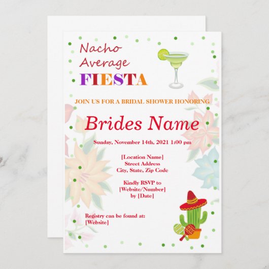 Taco Bridal Dusche Einladung (Vorne/Hinten)