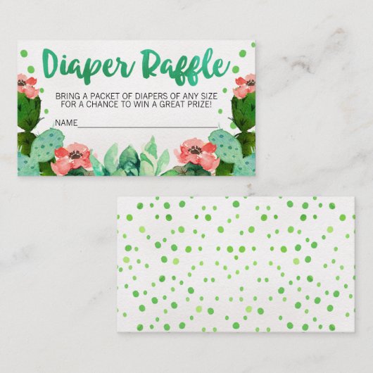 Taco Cactus Baby Shower Diaper Raffelee Beilage Begleitkarte (Vorne/Hinten)