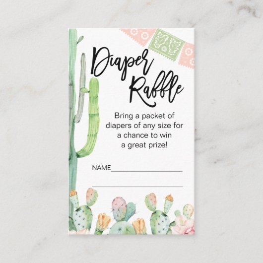 Taco Cactus Fiesta Themed Diaper Beilage Visitenkarte (Vorderseite)