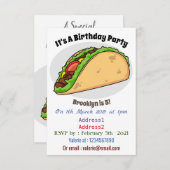 Taco-Cartoon-Abbildung Einladung (Vorne/Hinten)