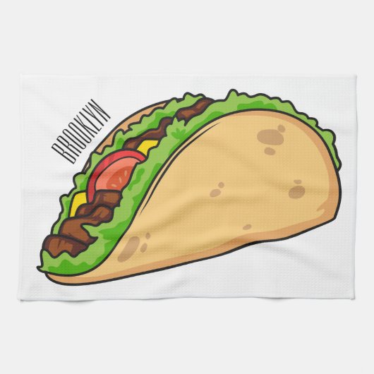 Taco-Cartoon-Abbildung Geschirrtuch (Horizontal)